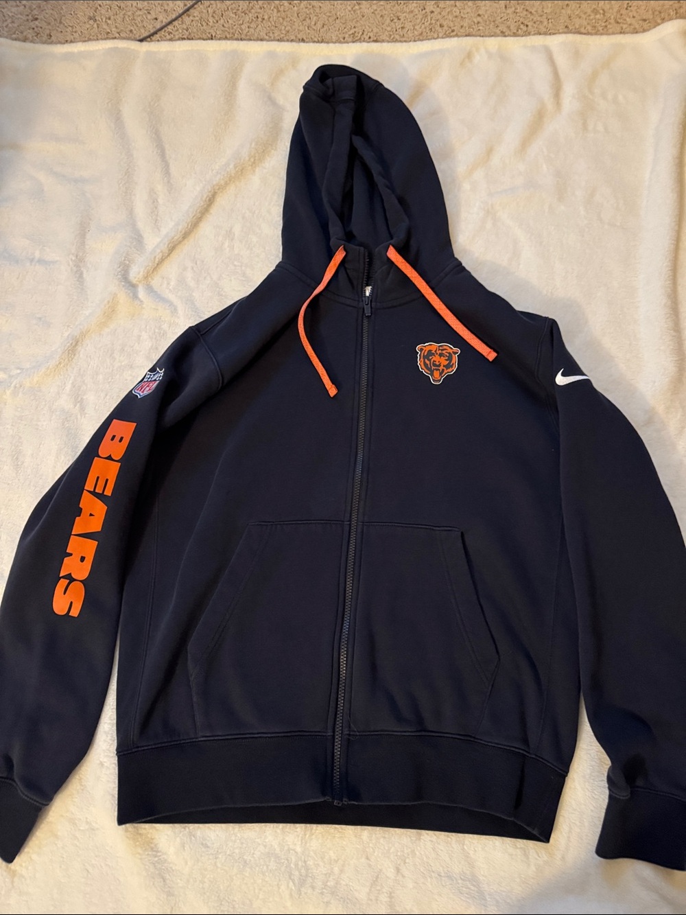 Nike Full Zip Navy Hoodie with Orange Bears Accents